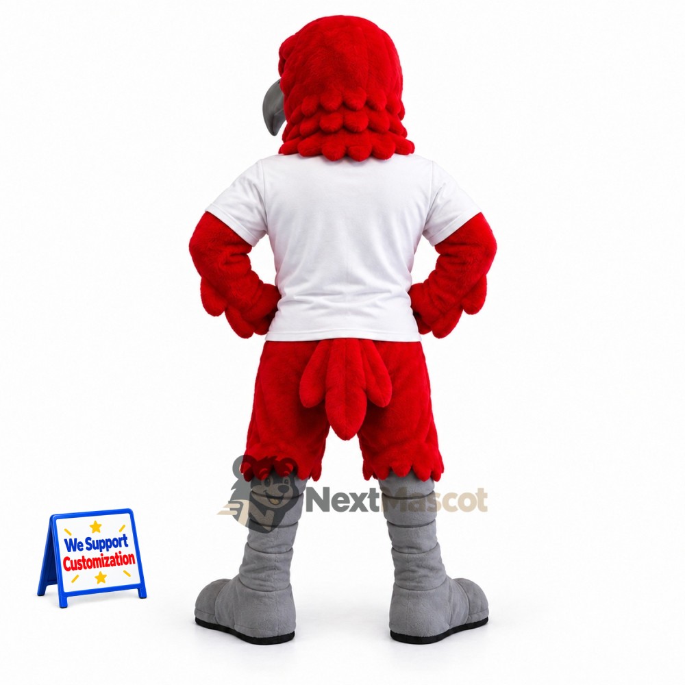 Parrot Mascot Costume - Red, White Shirt for School Events Parrot Mascot Costume - Red, White Shirt for School Events