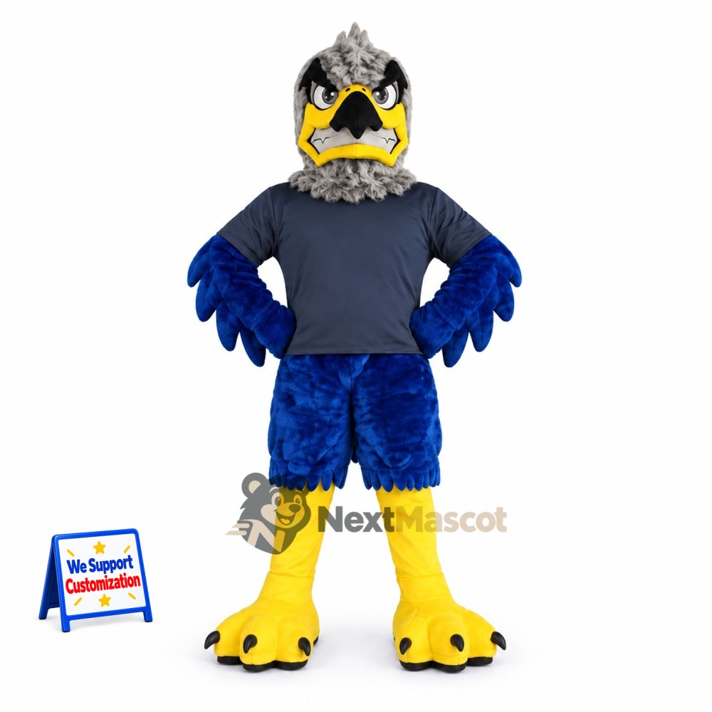 Eagle Mascot Costume - Gray, Blue Uniform Eagle Mascot Costume - Gray, Blue Uniform