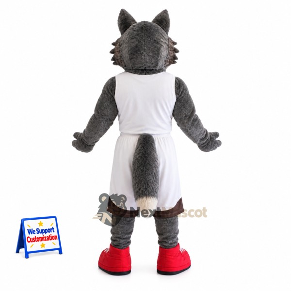 Wolf Mascot Costume - Gray, White Uniform