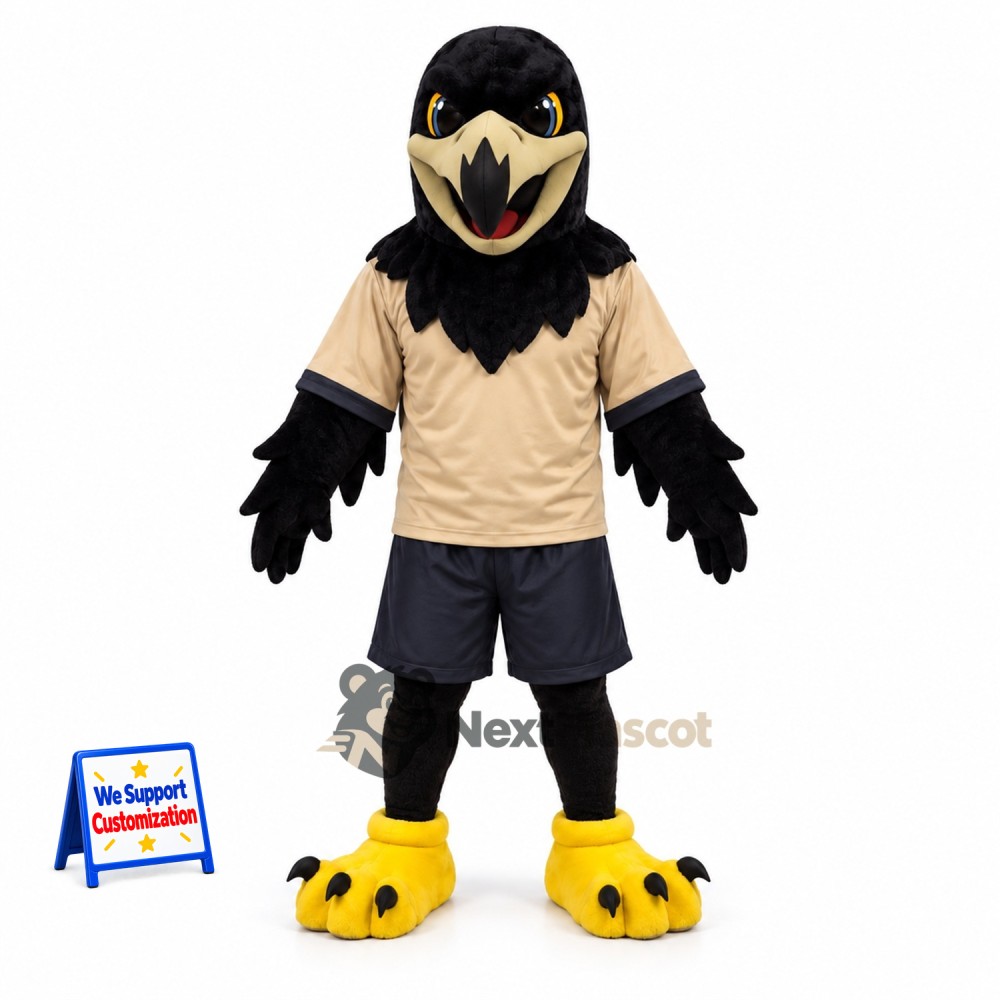 Eagle Mascot Costume - Black, Tan Shirt Eagle Mascot Costume - Black, Tan Shirt
