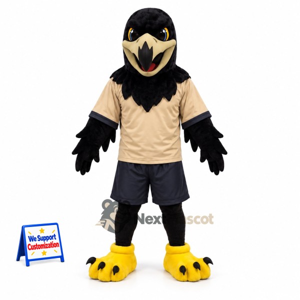 Eagle Mascot Costume - Black, Tan Shirt
