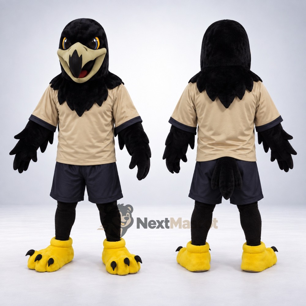 Eagle Mascot Costume - Black, Tan Shirt Eagle Mascot Costume - Black, Tan Shirt
