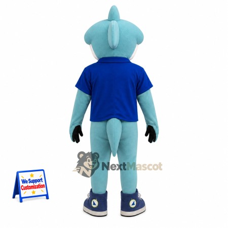 Shark Mascot Costume - Blue, Blue Shirt Shark Mascot Costume - Blue, Blue Shirt