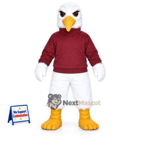 Eagle Mascot Costume - White, Red Shirt