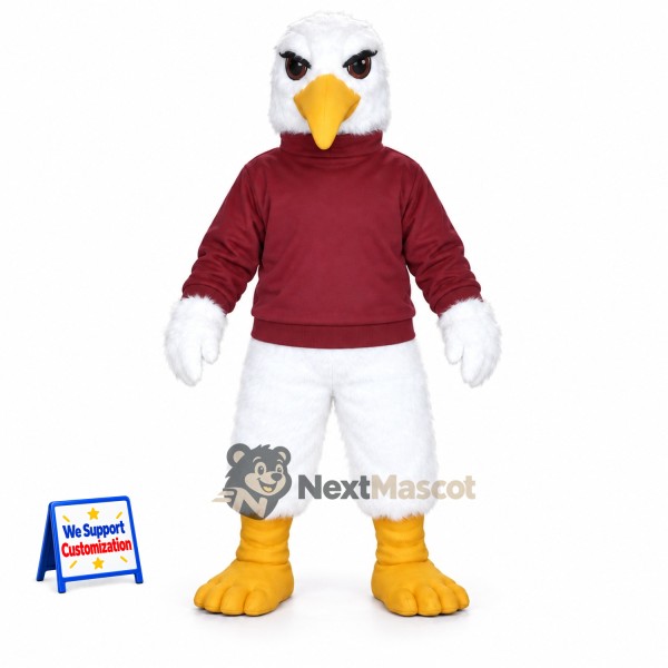 Eagle Mascot Costume - White, Red Shirt