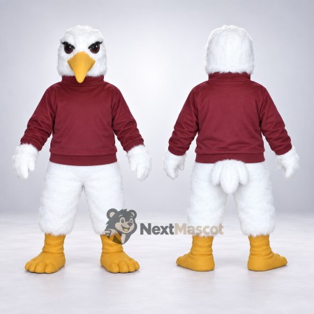 Eagle Mascot Costume - White, Red Shirt