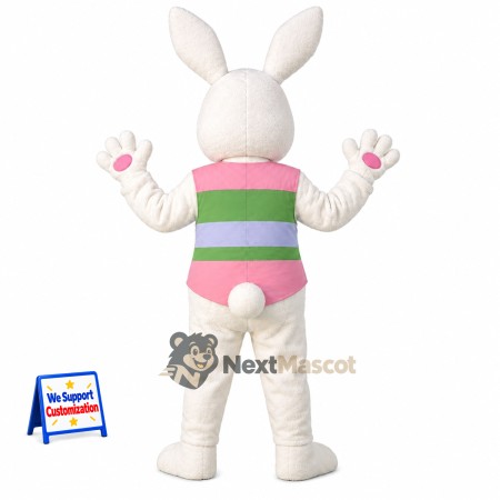 Rabbit Mascot Costume - White, Pastel Vest Rabbit Mascot Costume - White, Pastel Vest
