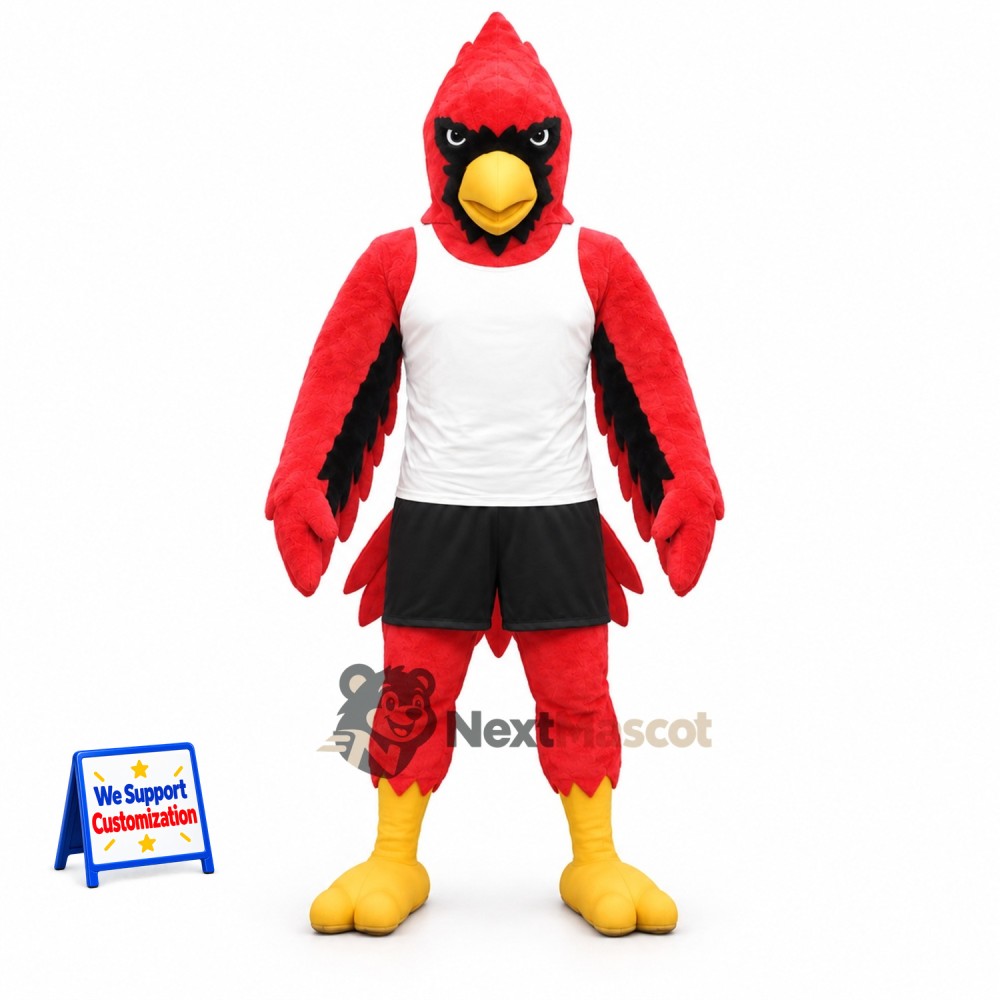 Cardinal Mascot Costume - Red, White Shirt for Parades Cardinal Mascot Costume - Red, White Shirt for Parades
