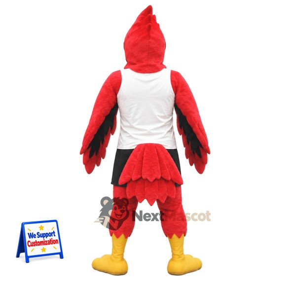 Cardinal Mascot Costume - Red, White Shirt for Parades