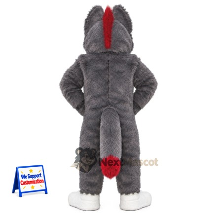 Wolf Mascot Costume - Gray, Red Inner Ears Wolf Mascot Costume - Gray, Red Inner Ears