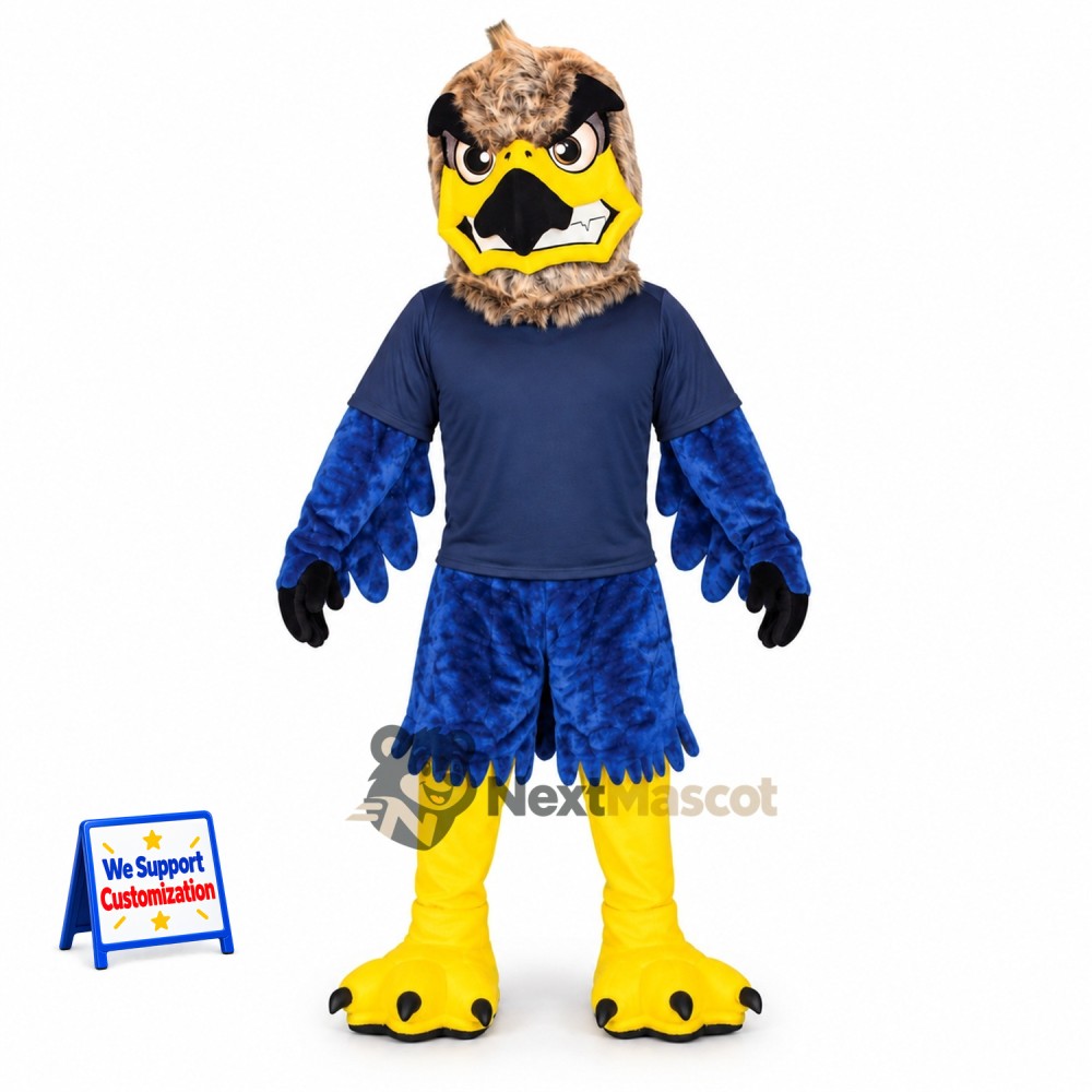 Eagle Mascot Costume - Brown, Blue Uniform Eagle Mascot Costume - Brown, Blue Uniform