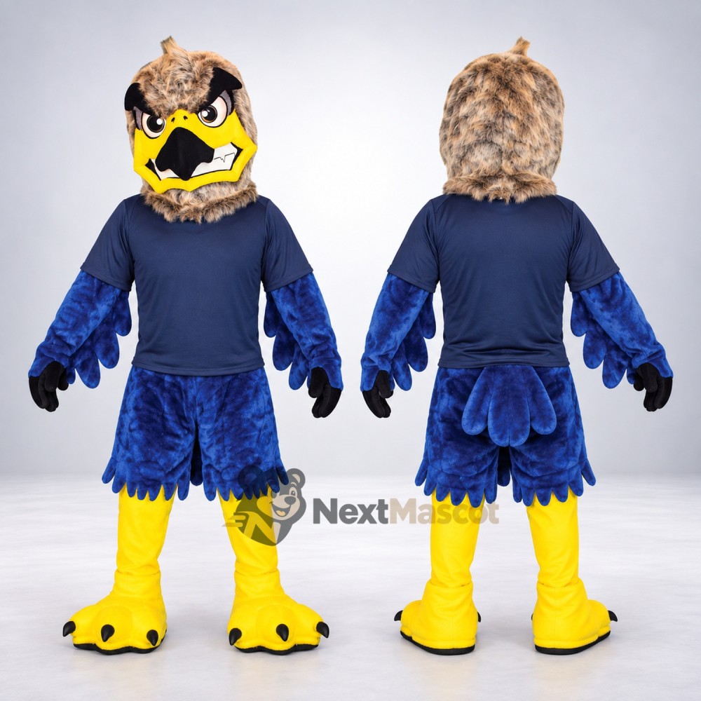 Eagle Mascot Costume - Brown, Blue Uniform Eagle Mascot Costume - Brown, Blue Uniform