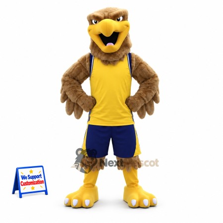 Eagle Mascot Costume - Brown, Yellow Shirt Eagle Mascot Costume - Brown, Yellow Shirt