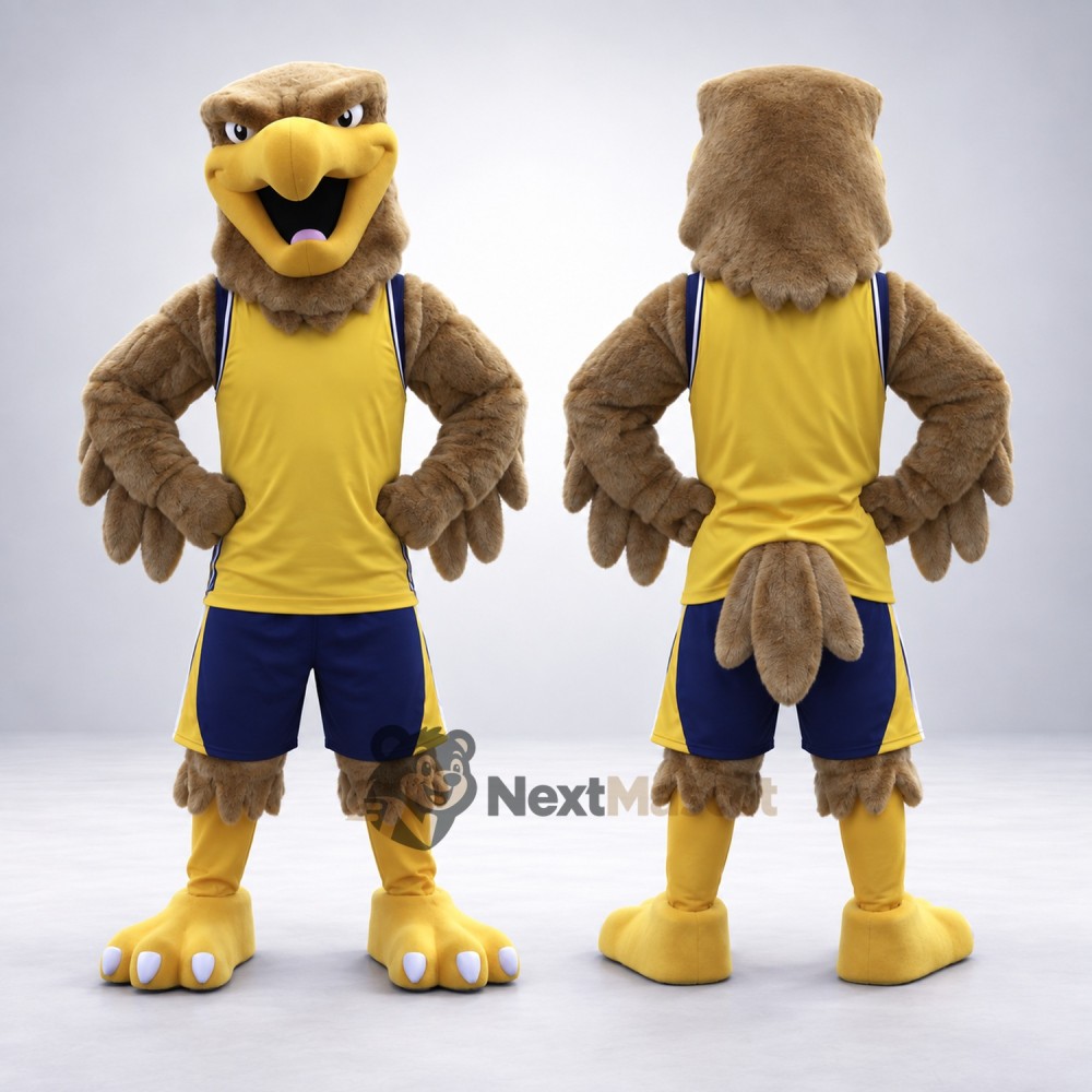 Eagle Mascot Costume - Brown, Yellow Shirt Eagle Mascot Costume - Brown, Yellow Shirt