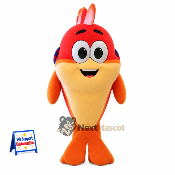 Fish Mascot Costume - Red, Orange Belly