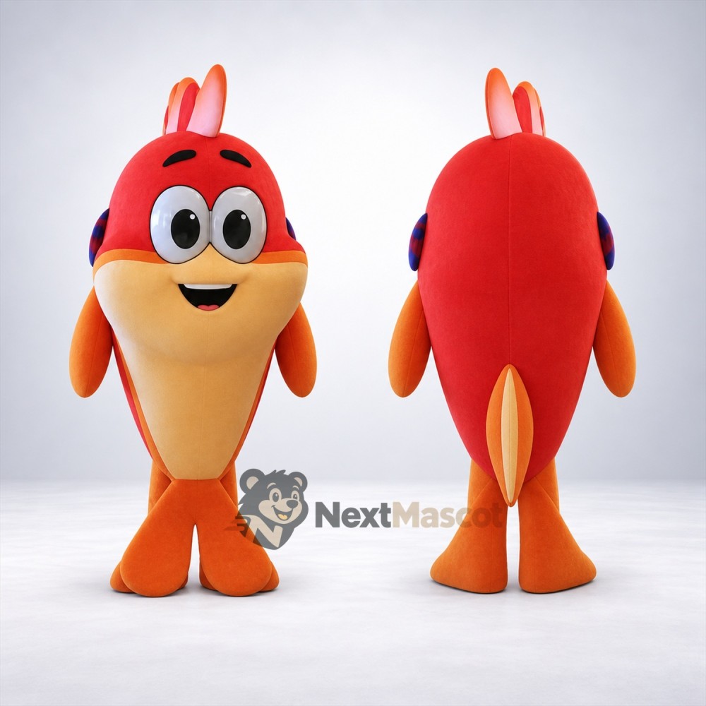 Fish Mascot Costume - Red, Orange Belly Fish Mascot Costume - Red, Orange Belly