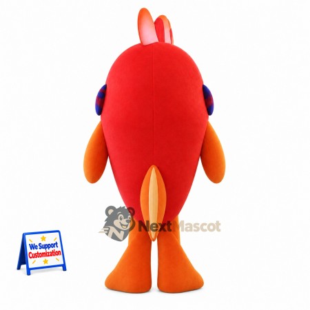 Fish Mascot Costume - Red, Orange Belly Fish Mascot Costume - Red, Orange Belly