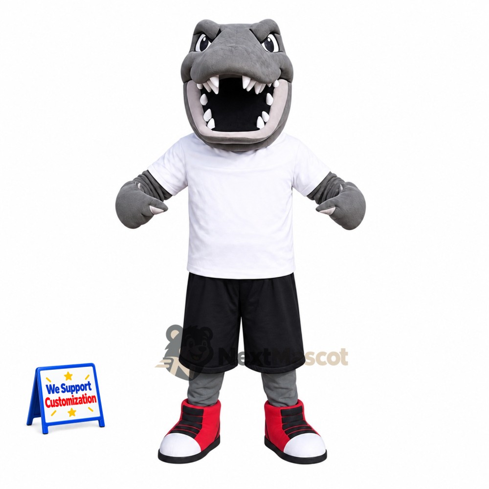 Hippo Mascot Costume - Gray, White Shirt Hippo Mascot Costume - Gray, White Shirt