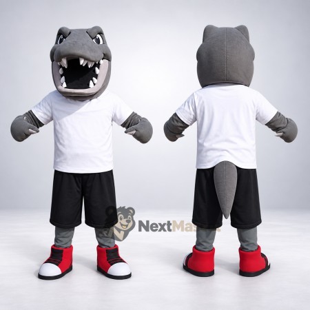 Hippo Mascot Costume - Gray, White Shirt Hippo Mascot Costume - Gray, White Shirt