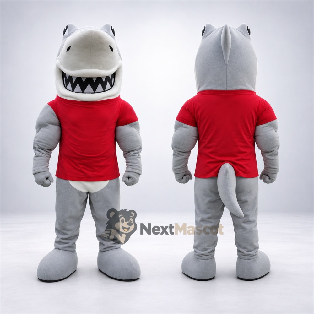 Shark Mascot Costume - Red Shirt Shark Mascot Costume - Red Shirt