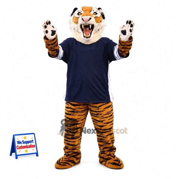 Tiger Mascot Costume - Navy Shirt