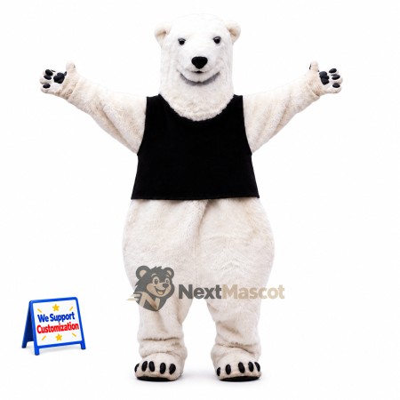 Polar Bear Mascot Costume - Black Shirt Polar Bear Mascot Costume - Black Shirt