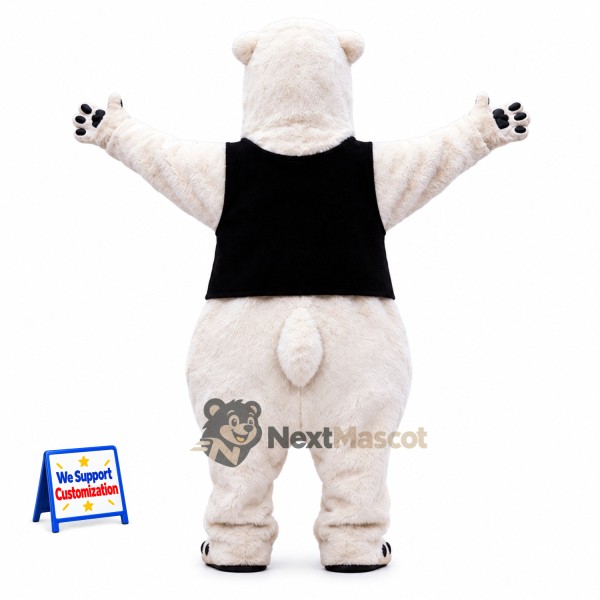 Polar Bear Mascot Costume - Black Shirt Polar Bear Mascot Costume - Black Shirt