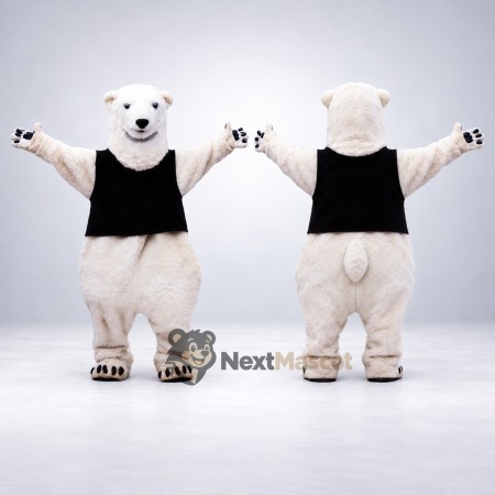 Polar Bear Mascot Costume - Black Shirt Polar Bear Mascot Costume - Black Shirt