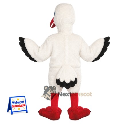 Stork Mascot Costume - White, Black Wing Tips Stork Mascot Costume - White, Black Wing Tips