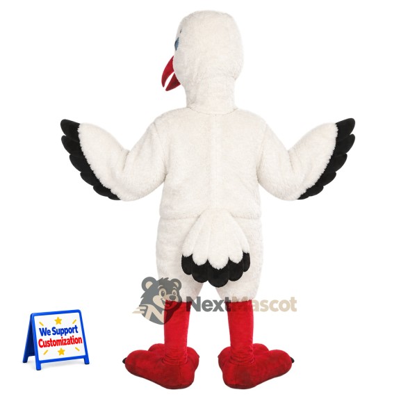 Stork Mascot Costume - White, Black Wing Tips Stork Mascot Costume - White, Black Wing Tips