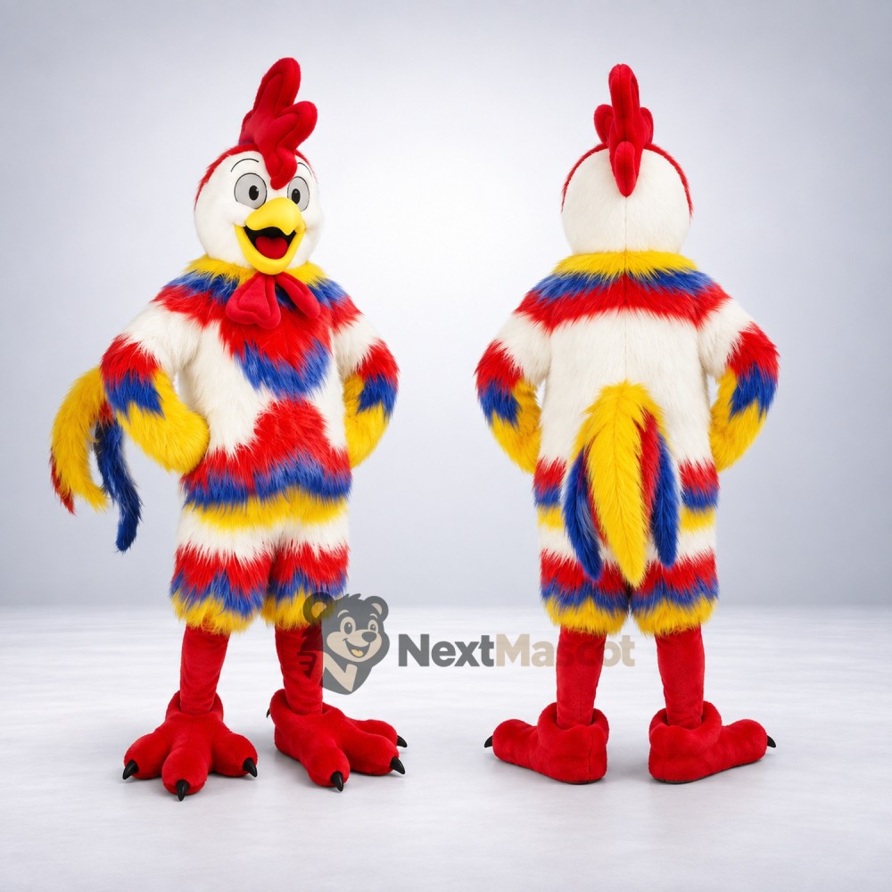Rooster Mascot Costume - Rainbow Rooster Mascot Costume - Rainbow