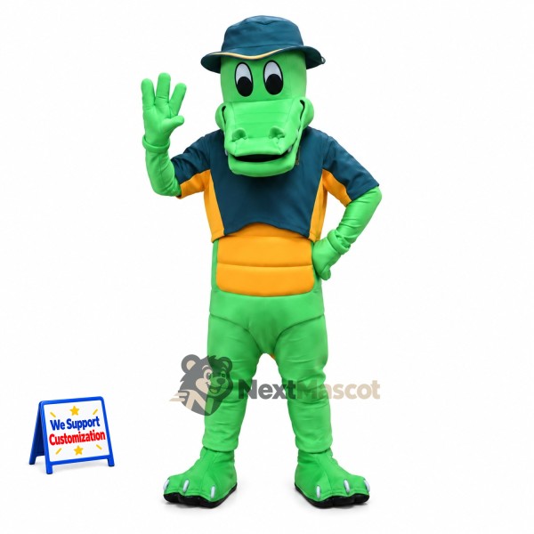Crocodile Mascot Costume - Blue Jacket