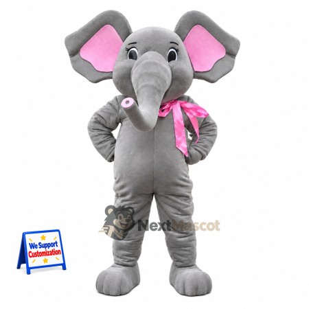 Elephant Mascot Costume - Pink Bow