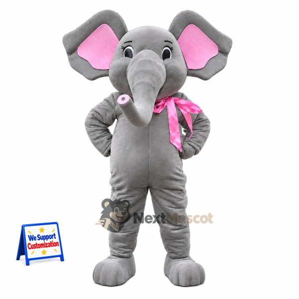 Elephant Mascot Costume - Pink Bow