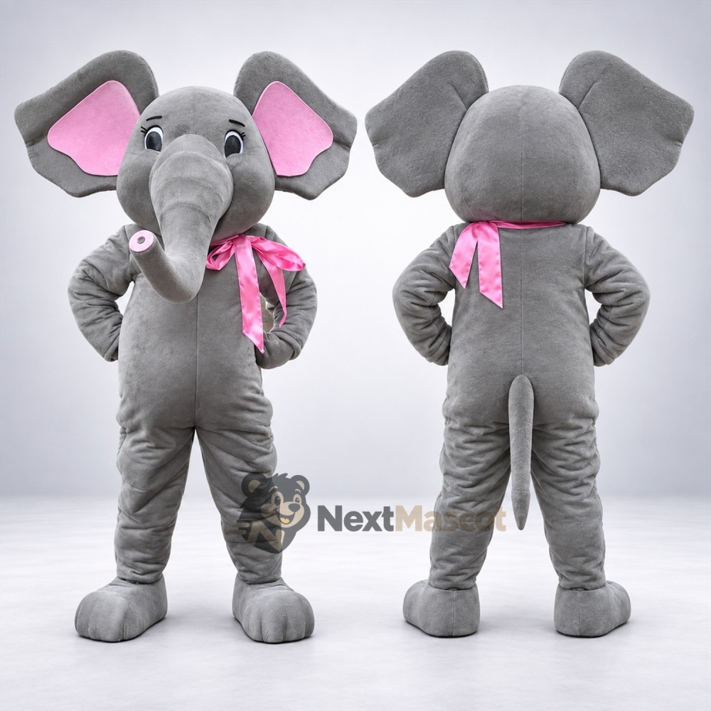 Elephant Mascot Costume - Pink Bow