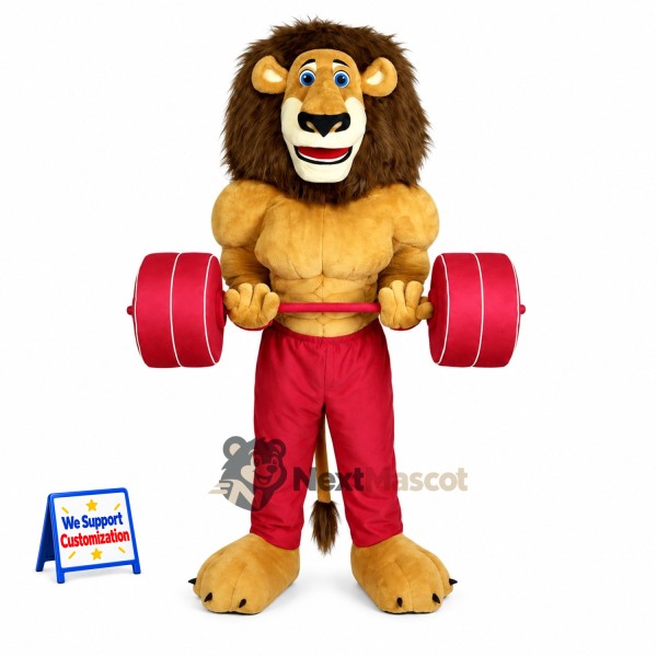 Lion Mascot Costume - Weightlifting Style