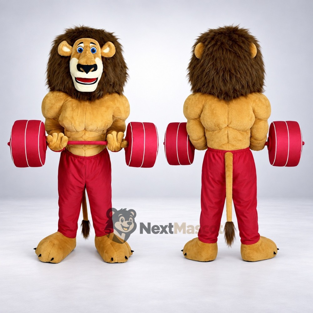 Lion Mascot Costume - Weightlifting Style