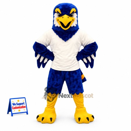 Eagle Mascot Costume - Blue, White Shirt for Festivals Eagle Mascot Costume - Blue, White Shirt for Festivals