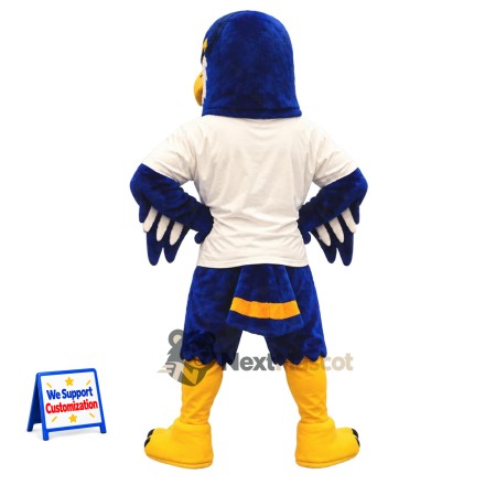 Eagle Mascot Costume - Blue, White Shirt for Festivals Eagle Mascot Costume - Blue, White Shirt for Festivals