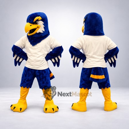 Eagle Mascot Costume - Blue, White Shirt for Festivals Eagle Mascot Costume - Blue, White Shirt for Festivals
