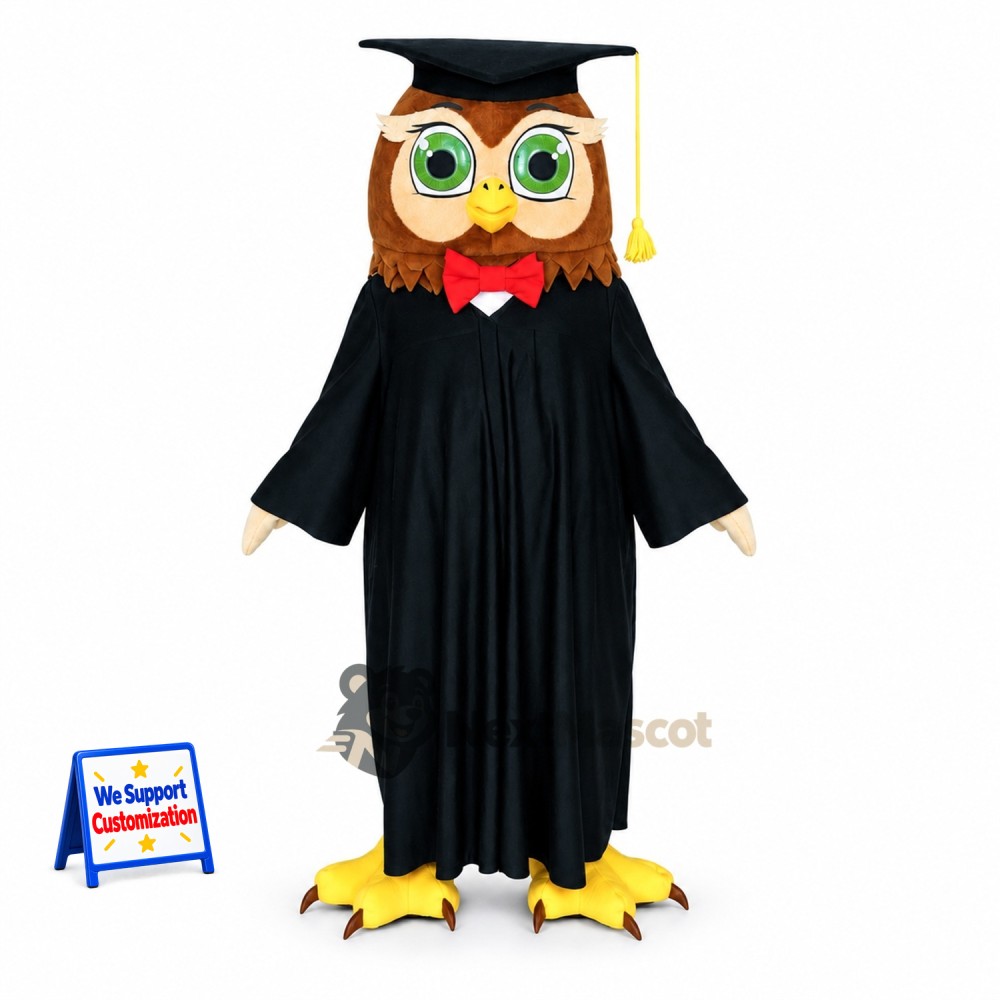 Owl Mascot Costume - Graduation Style for Parades Owl Mascot Costume - Graduation Style for Parades