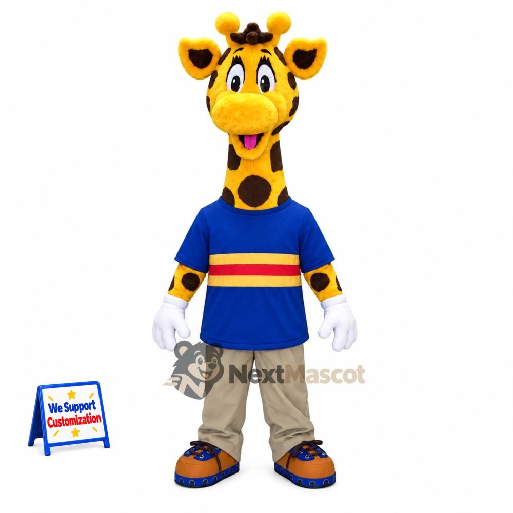 Giraffe Mascot Costume - Striped Shirt Giraffe Mascot Costume - Striped Shirt