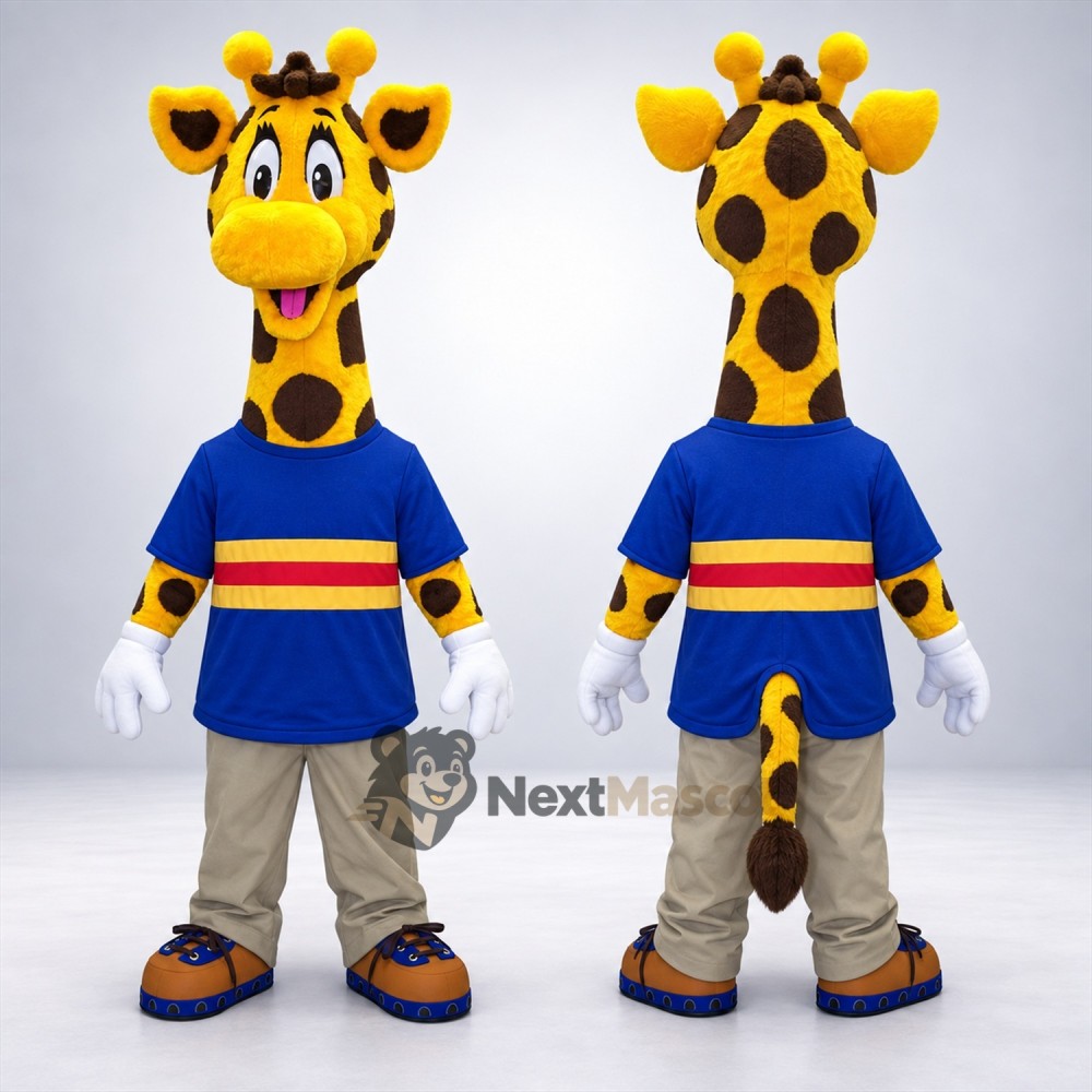 Giraffe Mascot Costume - Striped Shirt Giraffe Mascot Costume - Striped Shirt