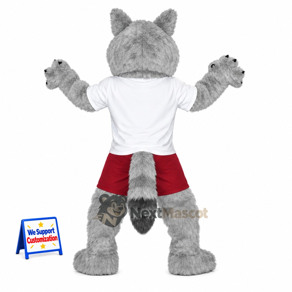 Wolf Mascot Costume - Red Shorts Wolf Mascot Costume - Red Shorts