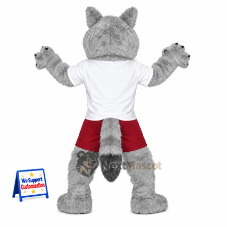 Wolf Mascot Costume - Red Shorts Wolf Mascot Costume - Red Shorts