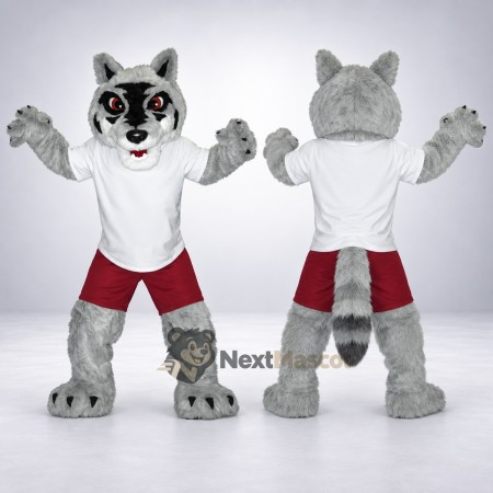 Wolf Mascot Costume - Red Shorts Wolf Mascot Costume - Red Shorts