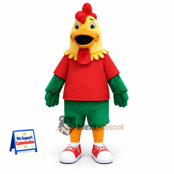 Rooster Mascot Costume - Red Shirt