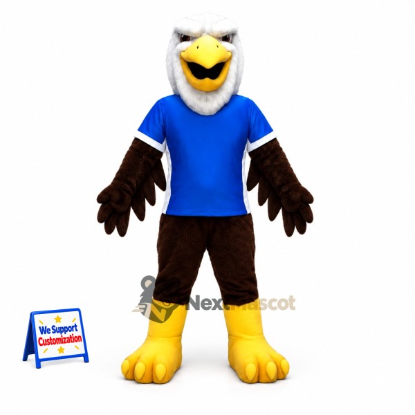 Bald Eagle Mascot Costume - Blue Shirt