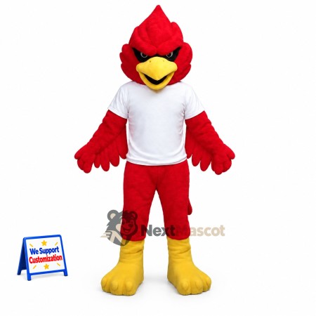 Cardinal Mascot Costume - Red, White Shirt for School Events Cardinal Mascot Costume - Red, White Shirt for School Events