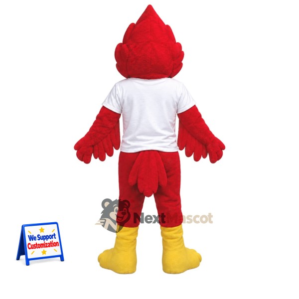 Cardinal Mascot Costume - Red, White Shirt for School Events